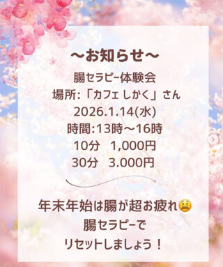 年末年始でお疲れの腸に！腸セラピー体験会✨