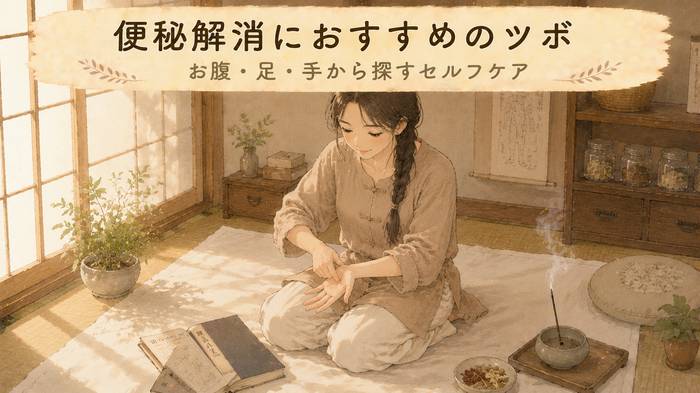 【図解】便秘のツボはどこ?お腹・手・足の位置と押し方を解説